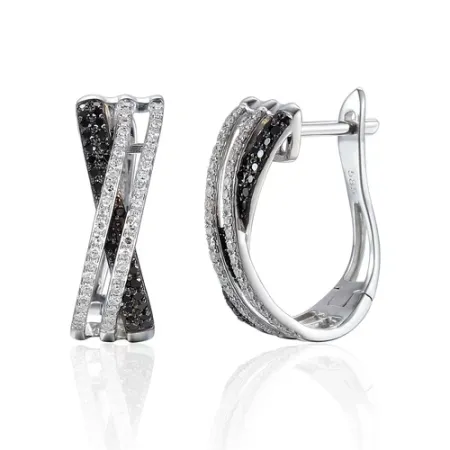 Kolczyki Czarne Białe Brylanty pr 585 Angielskie