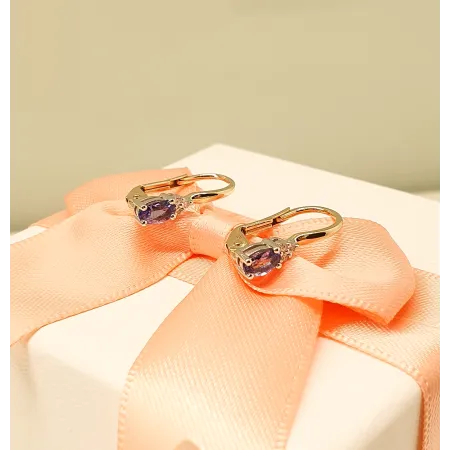 ZŁOTE KOLCZYKI 585 TANZANIT DIAMENTY PATENTKA 