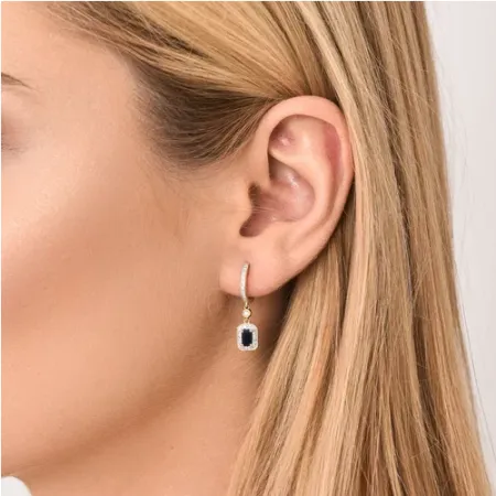 ZŁOTE KOLCZYKI SZAFIR DIAMENTY PRÓBA 585