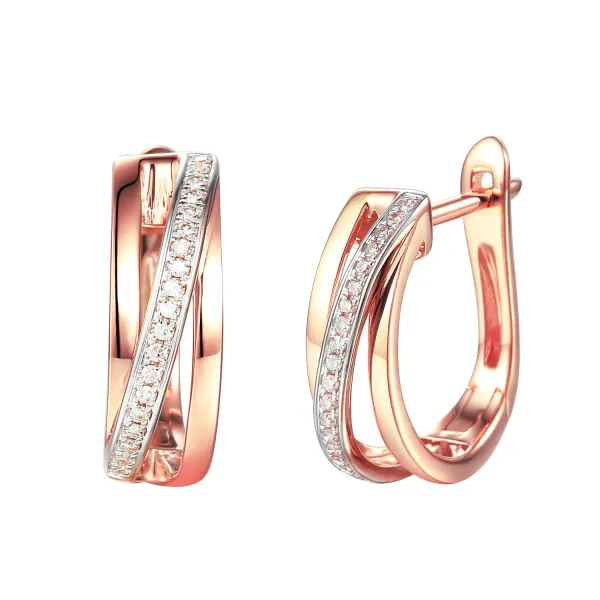 KOLCZYKI 585 DIAMENTY RÓŻOWE ZŁOTO NA PREZENT