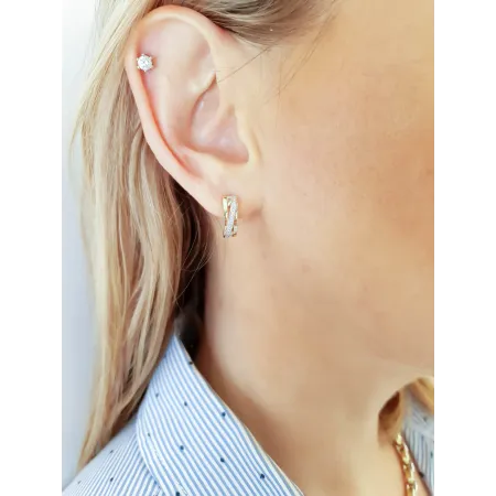 ZŁOTE 585 KOLCZYKI DIAMENTY ANGIELSKIE ZAPIĘCIE 