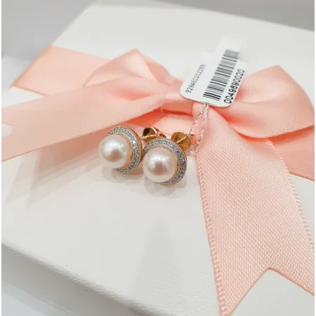 ZŁOTE ELEGANCKIE KOLCZYKI 585 PERŁY DIAMENTY