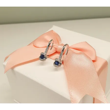 KOLCZYKI SZAFIR DIAMENTY PRÓBA 585 BIAŁE ZŁOTO