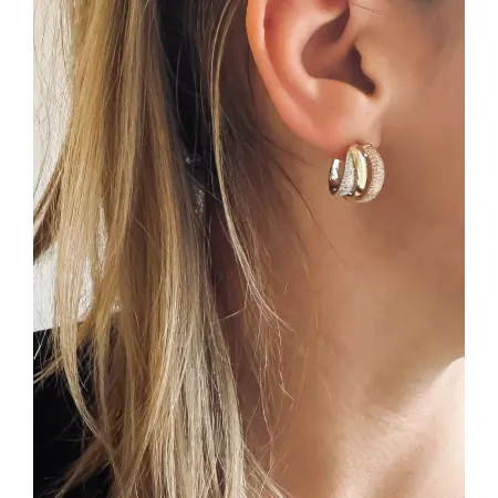 KOLCZYKI 585 DIAMENTY RÓŻOWO BIAŁO ŻÓŁTE ZŁOTO