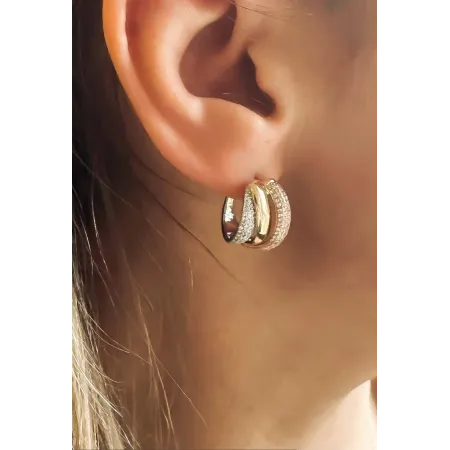 KOLCZYKI 585 DIAMENTY RÓŻOWO BIAŁO ŻÓŁTE ZŁOTO