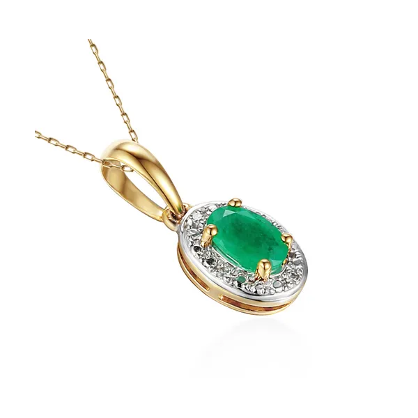 Złota 585 Zawieszka Szmaragd i Diamenty