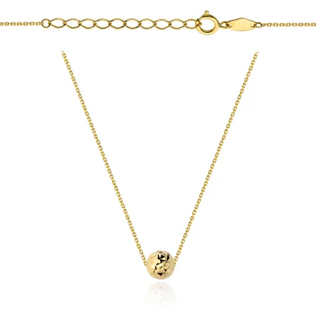 Złoty Naszyjnik 585 z Kulką Diamentowaną Dużą