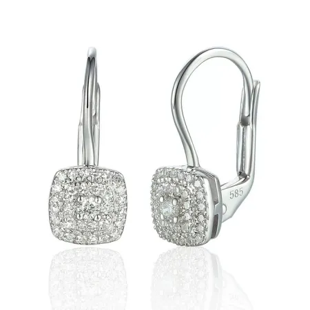 Modne 14K Kolczyki Diamenty Białe Złoto Prezent