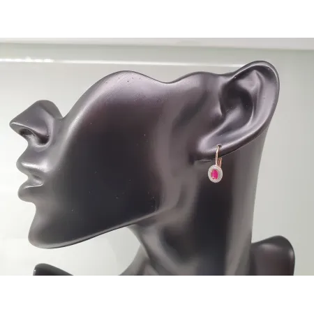 ZŁOTE 585 KOLCZYKI RUBIN DIAMENTY NA PREZENT