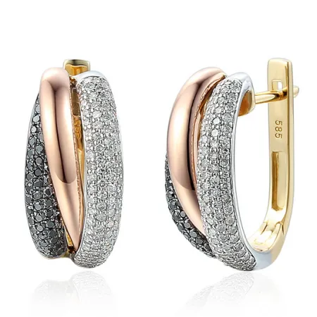 ZŁOTE 585 KOLCZYKI CZARNE DIAMENTY 0,34 ct