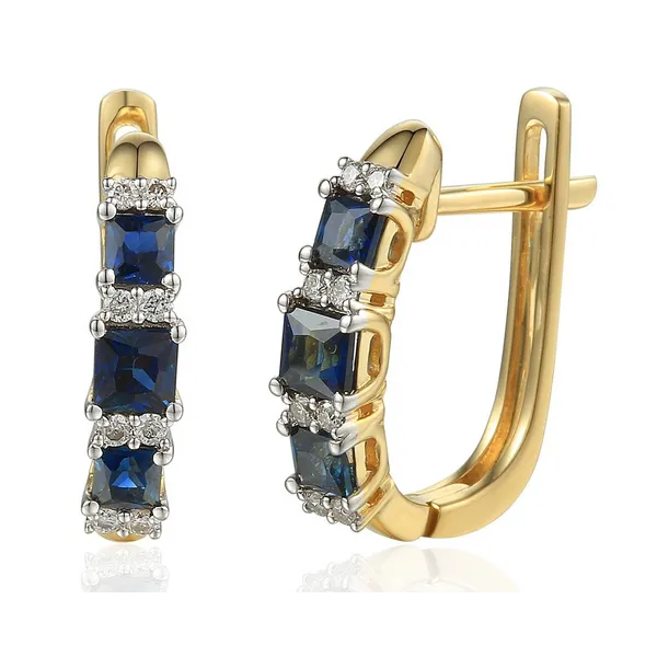 Złote Kolczyki z Szafirami i i Diamentami pr.585