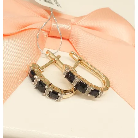 Złote Kolczyki z Szafirami i i Diamentami pr.585