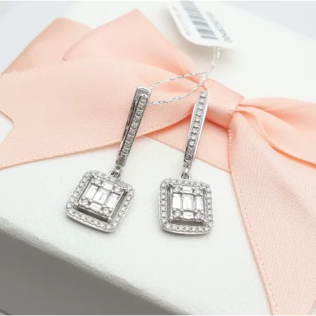 Eleganckie Kolczyki 585 Diamenty Białe Złoto