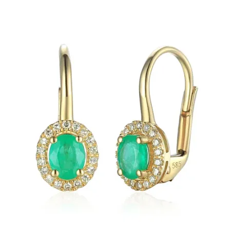 KOLCZYKI SZMARAGD DIAMENTY PATENTKA PRÓBA 585