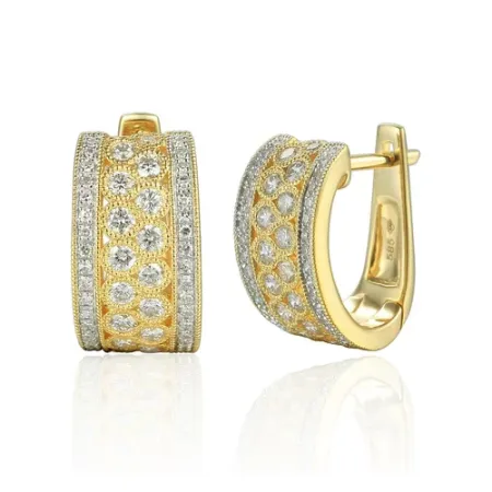 Złote Kolczyki z Diamentami pr 585 na Prezent