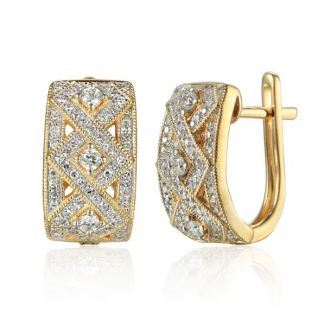 Eleganckie 14K Kolczyki z Diamentami Angielskie