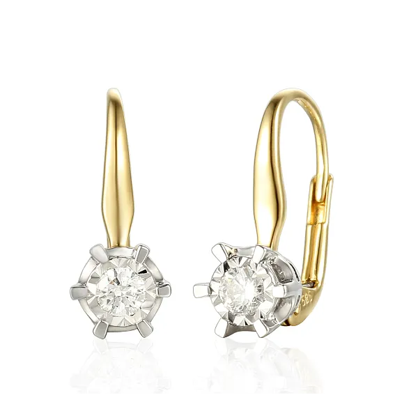 ZŁOTE KOLCZYKI BRYLANTY 0,36 CT PATENTKA PRÓBA 585