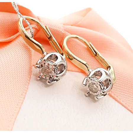 ZŁOTE 585 KOLCZYKI Z BRYLANTAMI 0,17ct WISZĄCE