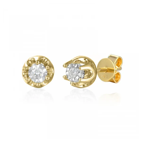 ZŁOTE 585 KOLCZYKI Z BRYLANTAMI 0,08ct SZTYFT