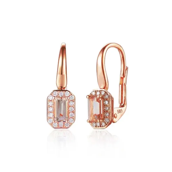 KOLCZYKI MORGANIT DIAMENTY PATENTKA PRÓBA 585