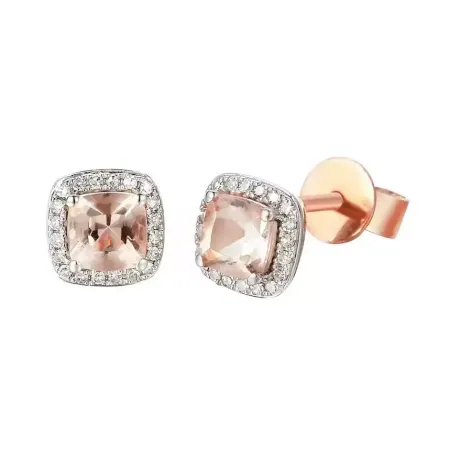 KOLCZYKI MORGANIT DIAMENTY RÓŻOWE ZŁOTO pr 585