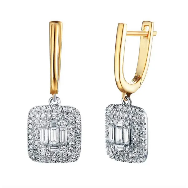 EKSKLUZYWNE KOLCZYKI Z DIAMENTAMI ZŁOTO PRÓBA 585