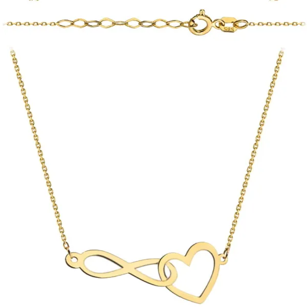 Złoty Naszyjnik 585 Splecione Serce Nieskończoność