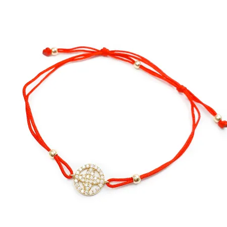 BRANSOLETKA NA SZNURKU ZŁOTA ROZETA B946