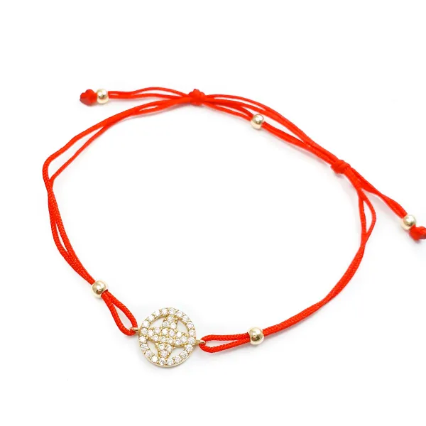 BRANSOLETKA NA SZNURKU ZŁOTA ROZETA B946