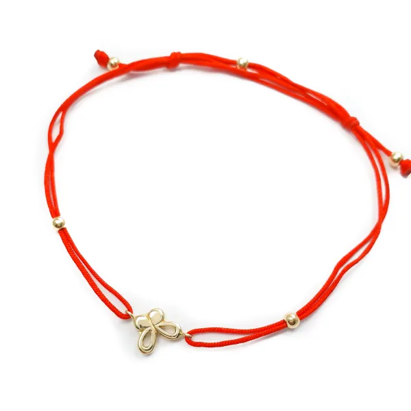 BRANSOLETKA NA SZNURKU ZŁOTA MOTYLEK B953