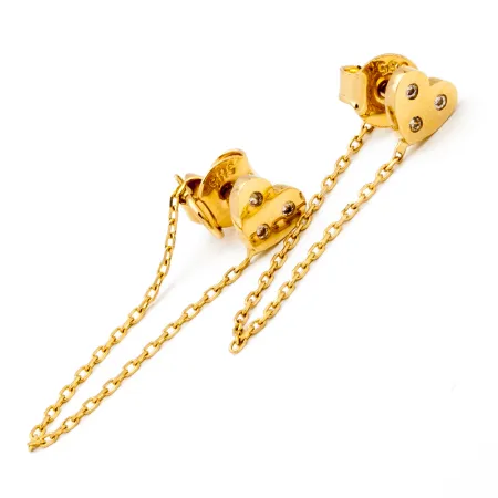 ZŁOTE KOLCZYKI SERDUSZKA Z CYRKONIAMI NA SZTYFT 