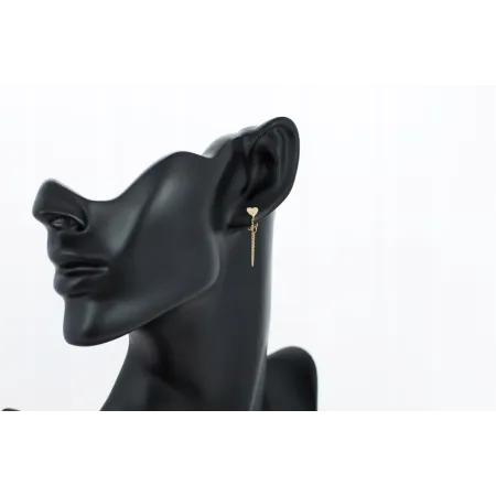 ZŁOTE KOLCZYKI SERDUSZKA Z CYRKONIAMI NA SZTYFT 