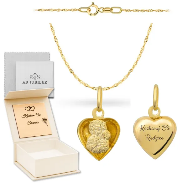 Złoty 585 Łańcuszek z Medalikiem 42cm