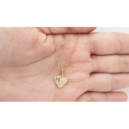 Złota Zawieszka Literka ''H'' w Sercu 585