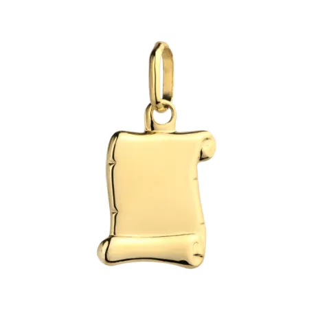 Złota 585 Zawieszka Mały Papirus Grawer na Prezent