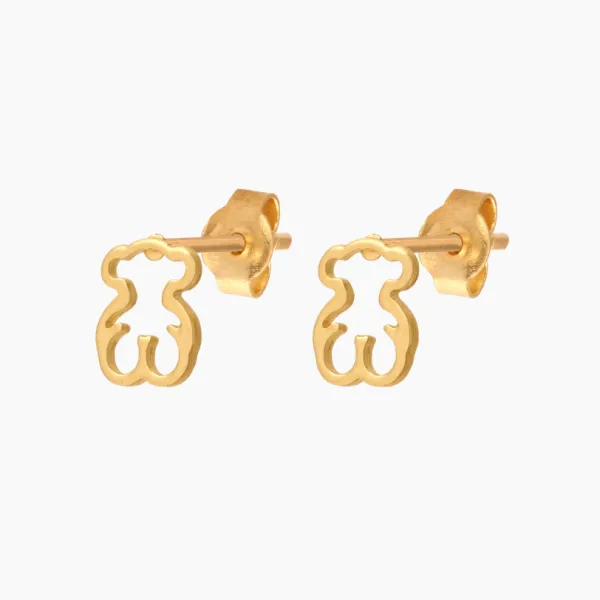 Złote Kolczyki 585 Misie Konturowane