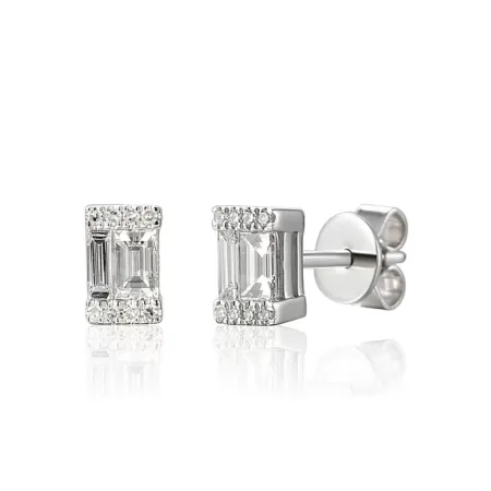 Kolczyki 14K Diamenty w Białym Złocie Sztyft