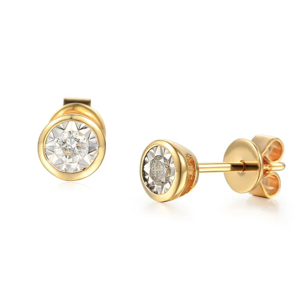 ZŁOTE KOLCZYKI Z DIAMENTAMI 585 SZTYFT 0,17ct