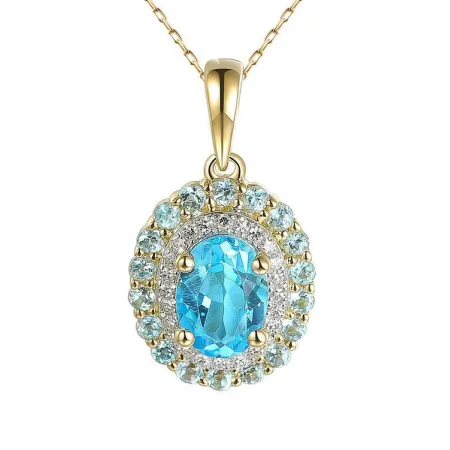 Złota Zawieszka Topaz Diamenty Próba 585