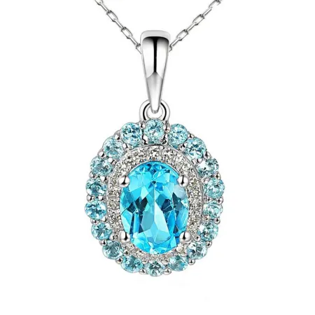 Zawieszka Topaz Diamenty Próba 585 Białe Złoto