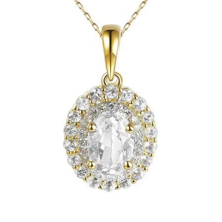 Złota 585 Zawieszka Biały Topaz i Diamenty