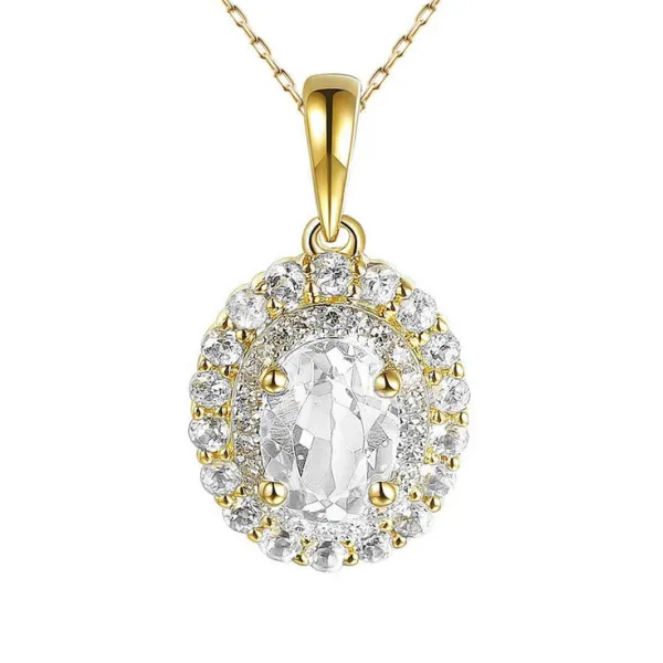 Złota 585 Zawieszka Biały Topaz i Diamenty