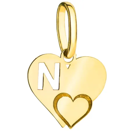 Złota Zawieszka Literka ''N'' w Sercu 585