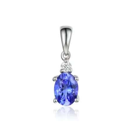 Zawieszka Tanzanit Diament Białe Złoto pr 585