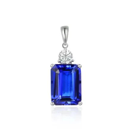 Zawieszka 585 Tanzanit Diament Białe Złoto