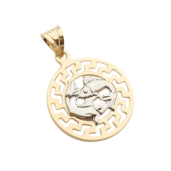 ZŁOTA 585 ZAWIESZKA ZNAK ZODIAKU RYBY 