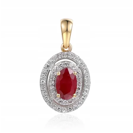 ZŁOTA ZAWIESZKA 585 RUBIN DIAMENTY PREZENT
