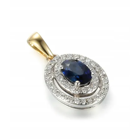 ZŁOTA ZAWIESZKA SZAFIR 0,72CT DIAMENTY PREZENT