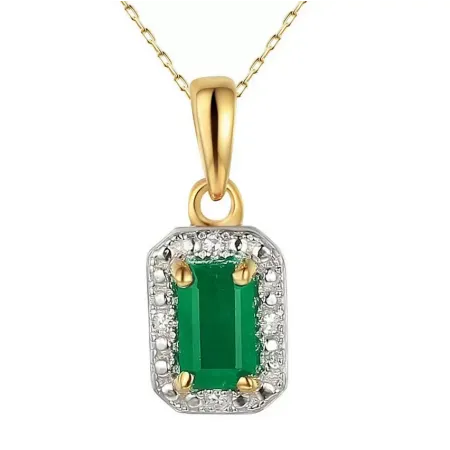 ZŁOTA 585 ZAWIESZKA SZMARAGD I DIAMENTY ELEGANCKA
