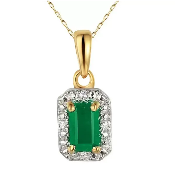 ZŁOTA 585 ZAWIESZKA SZMARAGD I DIAMENTY ELEGANCKA